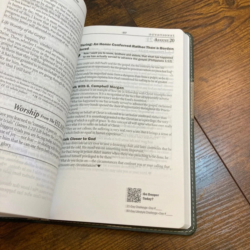 The Family Wins NIV New Testament Devotional LeatherLike Cypress Dune Bible 2020